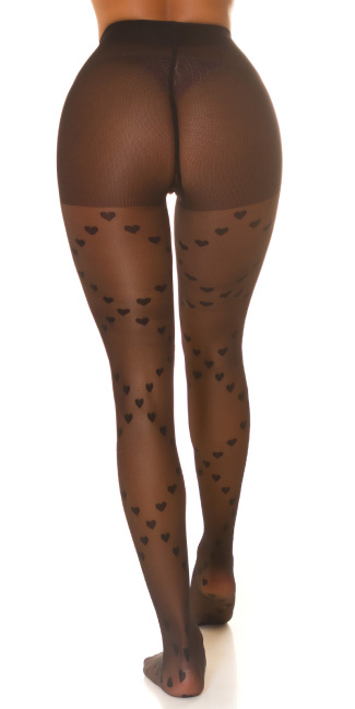 Tights with Print "Hearts" Black